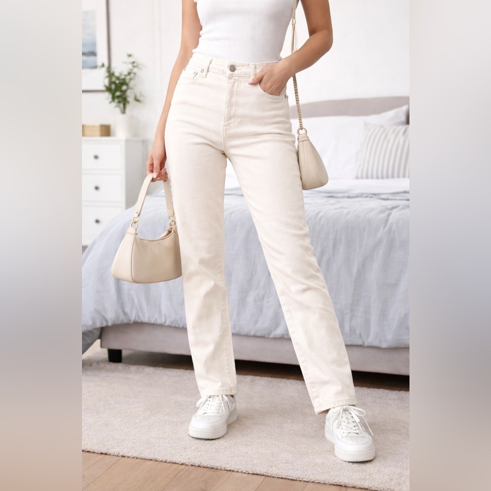Lauren Ralph Lauren White Straight Leg Jeans Size 6 High Waist Chic